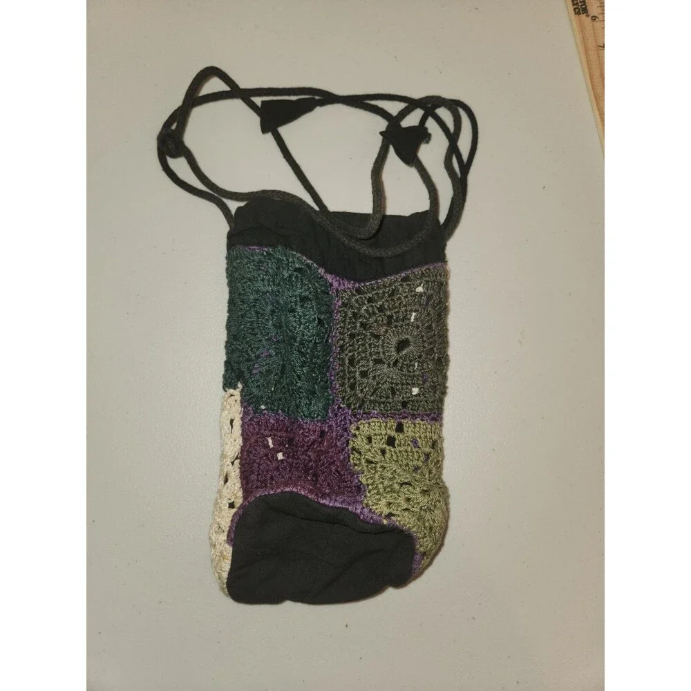 Crochet Patch Purse Water Bottle Holder Outdoor Boho Festival Fun 6